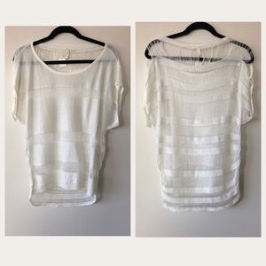 Tricot Joli Ivory Ramie Blend Top Lightweight Sz L